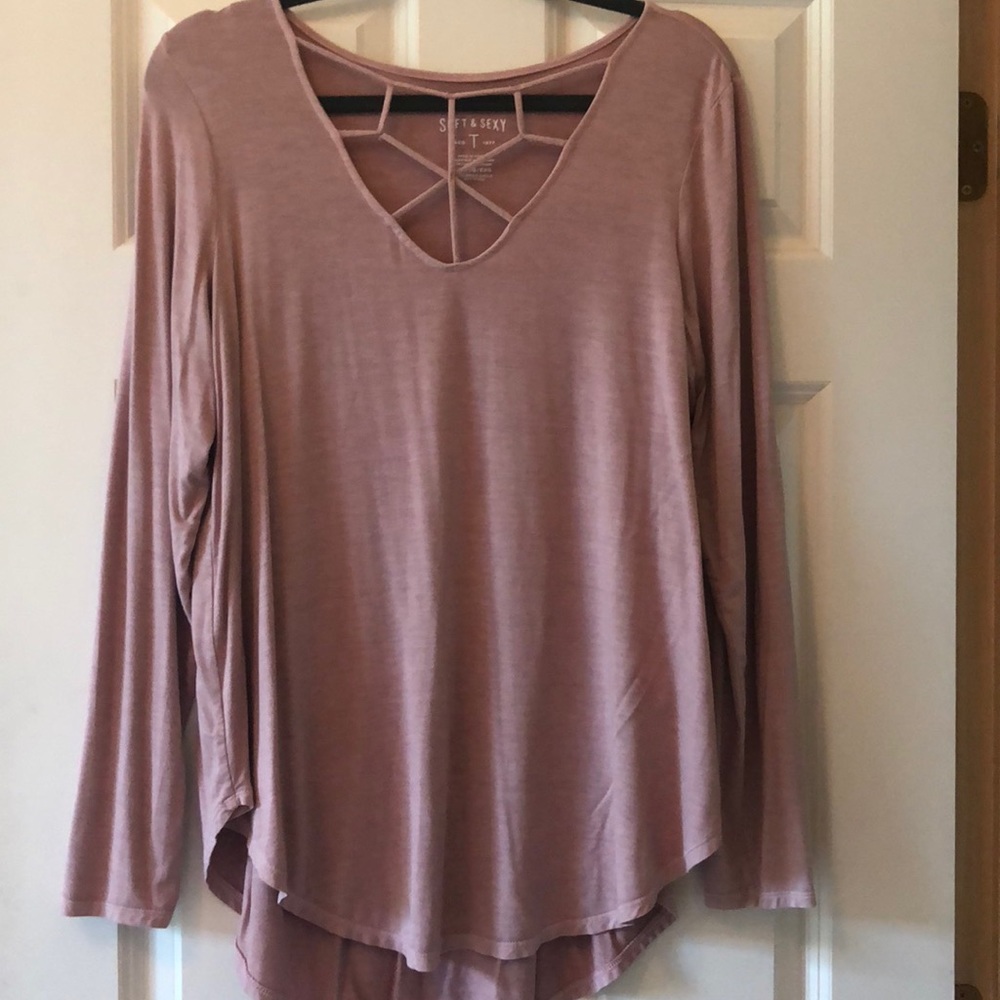 DUSTY ROSE DETAILED SOFT AND SEXY AMER EAGLE TOP